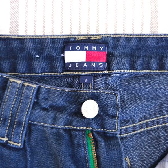VTG 90s Y2K TOMMY HILFIGER Flare / Bellbottom Dark Wash Blue Jeans 29x30 - Picture 5 of 9